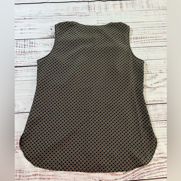 Michael Kors womens blouse with gold button accents navy and brown  size 10 - Picture 4 of 7